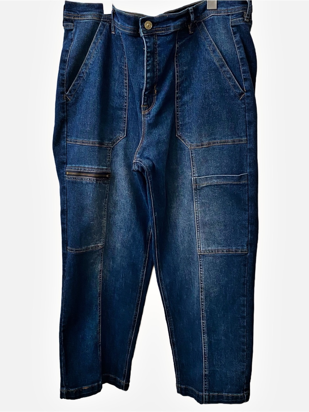 Wide Leg Utility Nicole Miller Cargo Style Denim Jeans Street Boho
